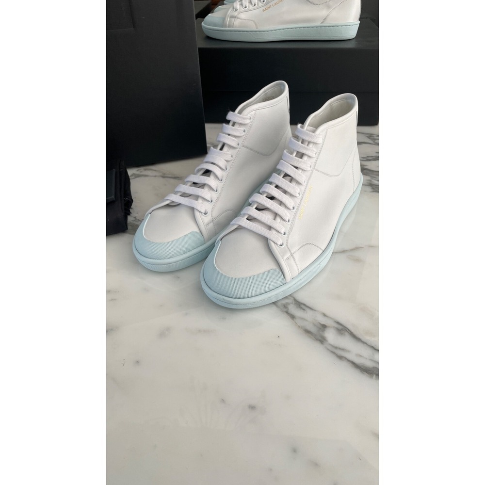 SAINT LAURENT 652773 9092  Men's White Leather High Top Shoes size 40 - Picture 3 of 8